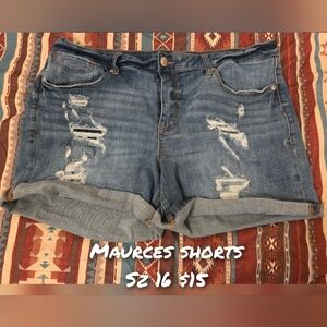 Maurices Blue Distressed Jean Shorts with Frayed Hem